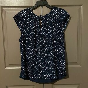 Blue keyhole blouse
